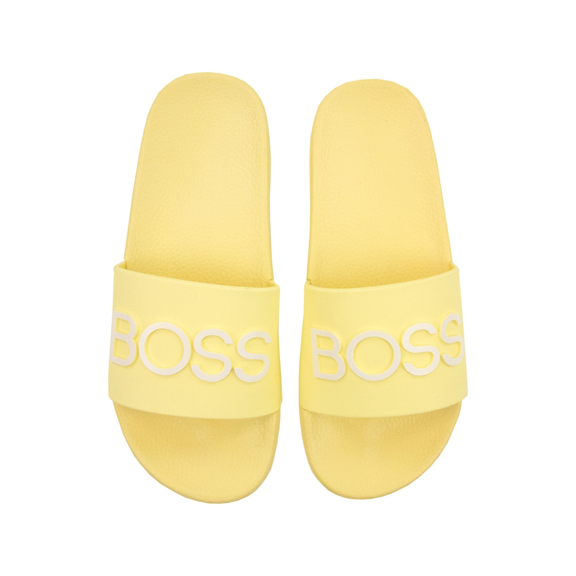 Hugo Boss Kids Embossed Logo Sliders Yellow 528