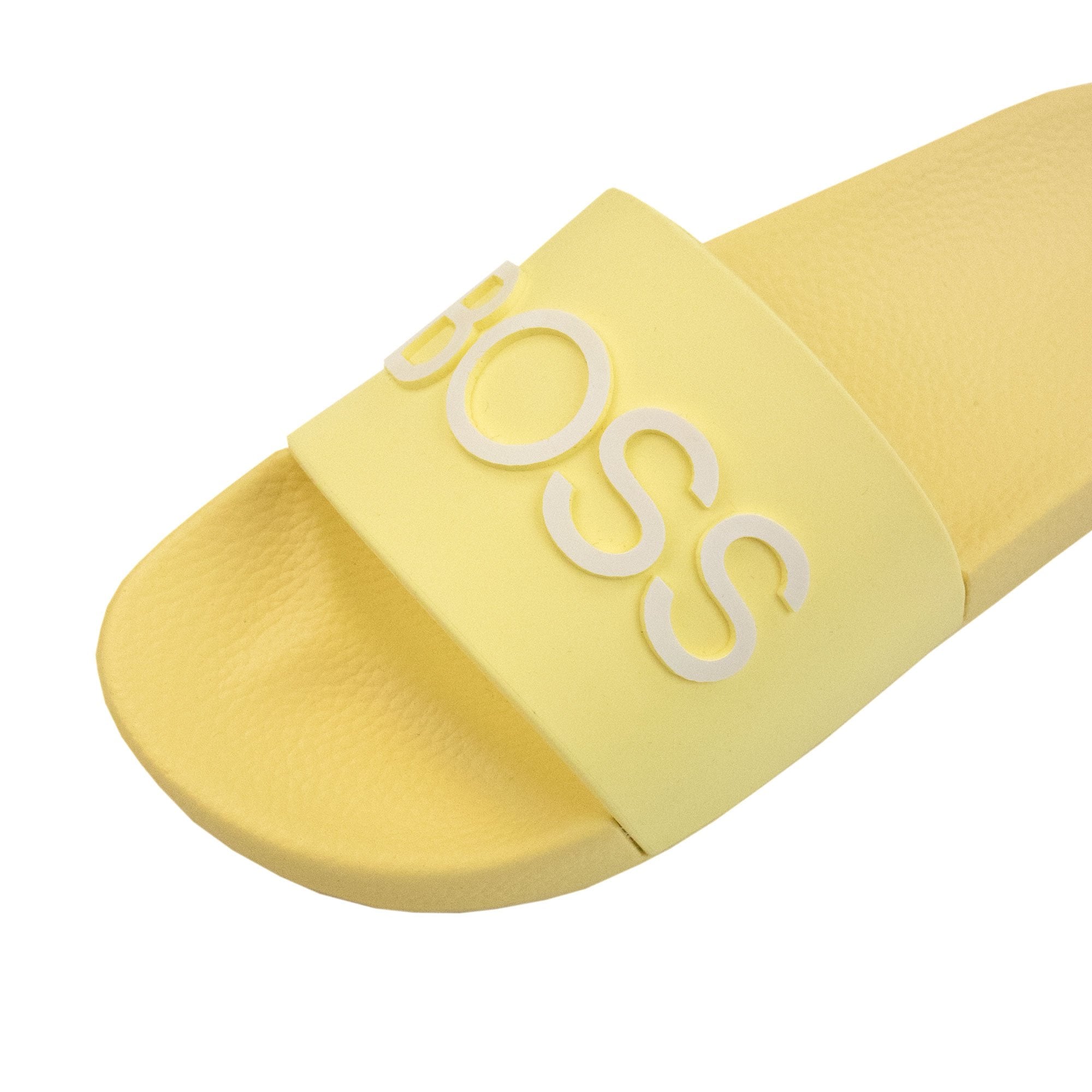 Hugo Boss Kids Embossed Logo Sliders Yellow 528