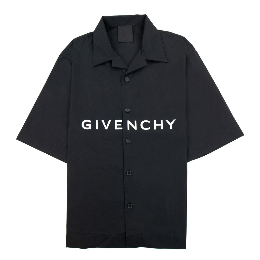 Givenchy Boxy Fit Hawaiian Shirt In Poplin Black 001