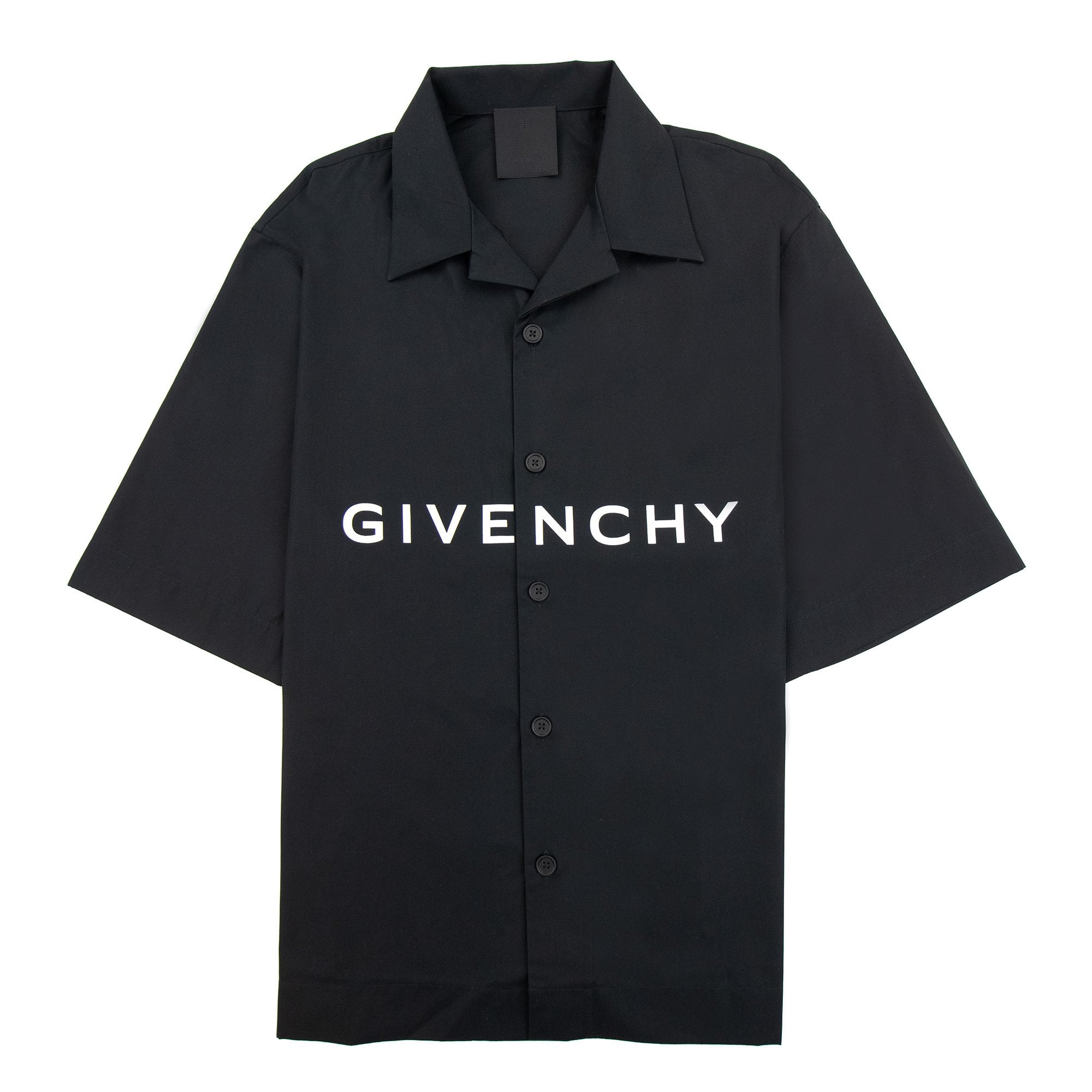 Givenchy Boxy Fit Hawaiian Shirt In Poplin Black 001