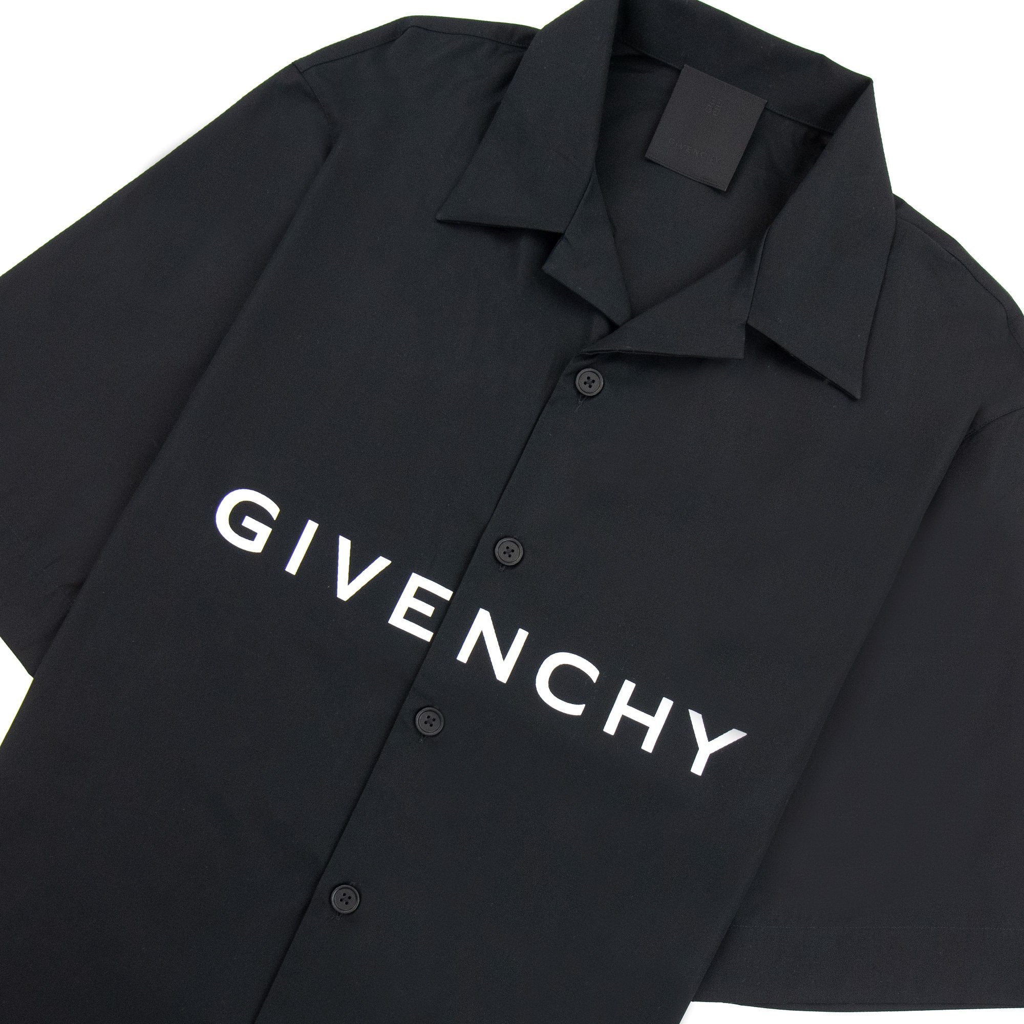 Givenchy Boxy Fit Hawaiian Shirt In Poplin Black 001