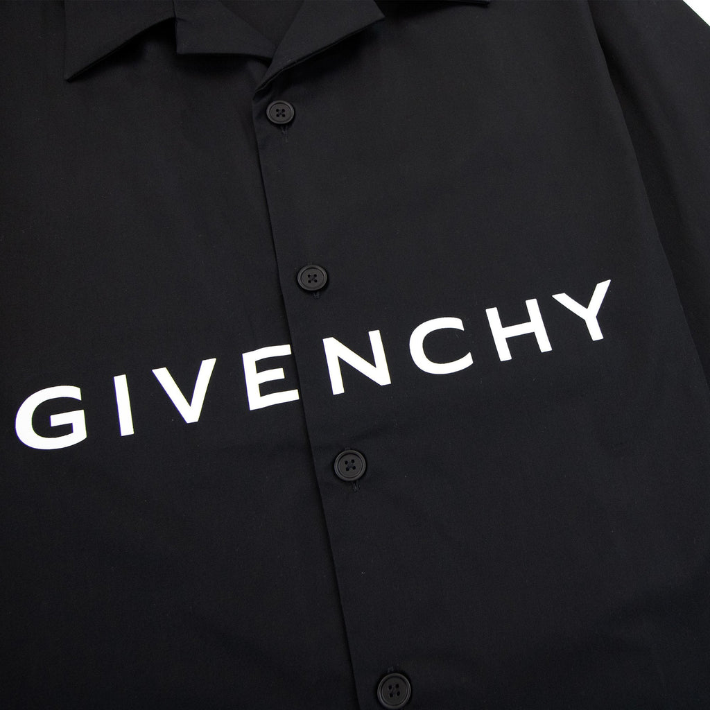 Givenchy Boxy Fit Hawaiian Shirt In Poplin Black 001