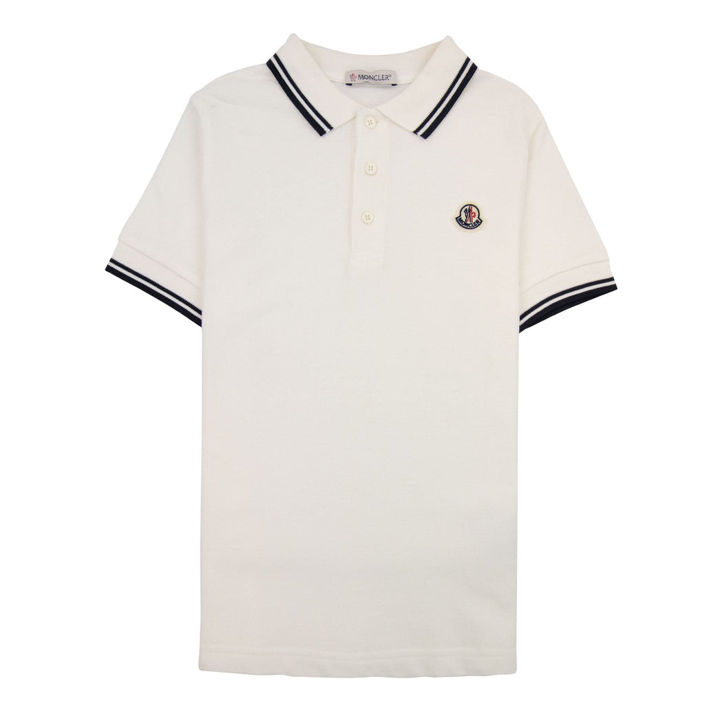 Moncler Junior Logo S/s Polo Off White 032