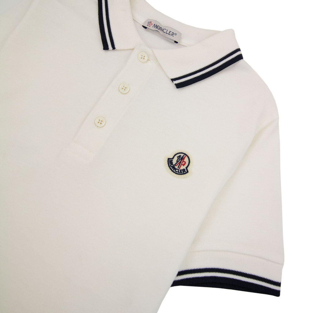 Moncler Junior Logo S/s Polo Off White 032