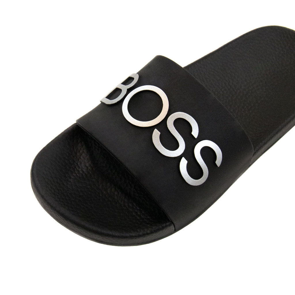 Hugo Boss Kids Embossed Logo Sliders Black 09b