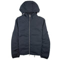 Emporio Armani Hooded Nylon Jacket With All-over Jacquard Monogram Navy