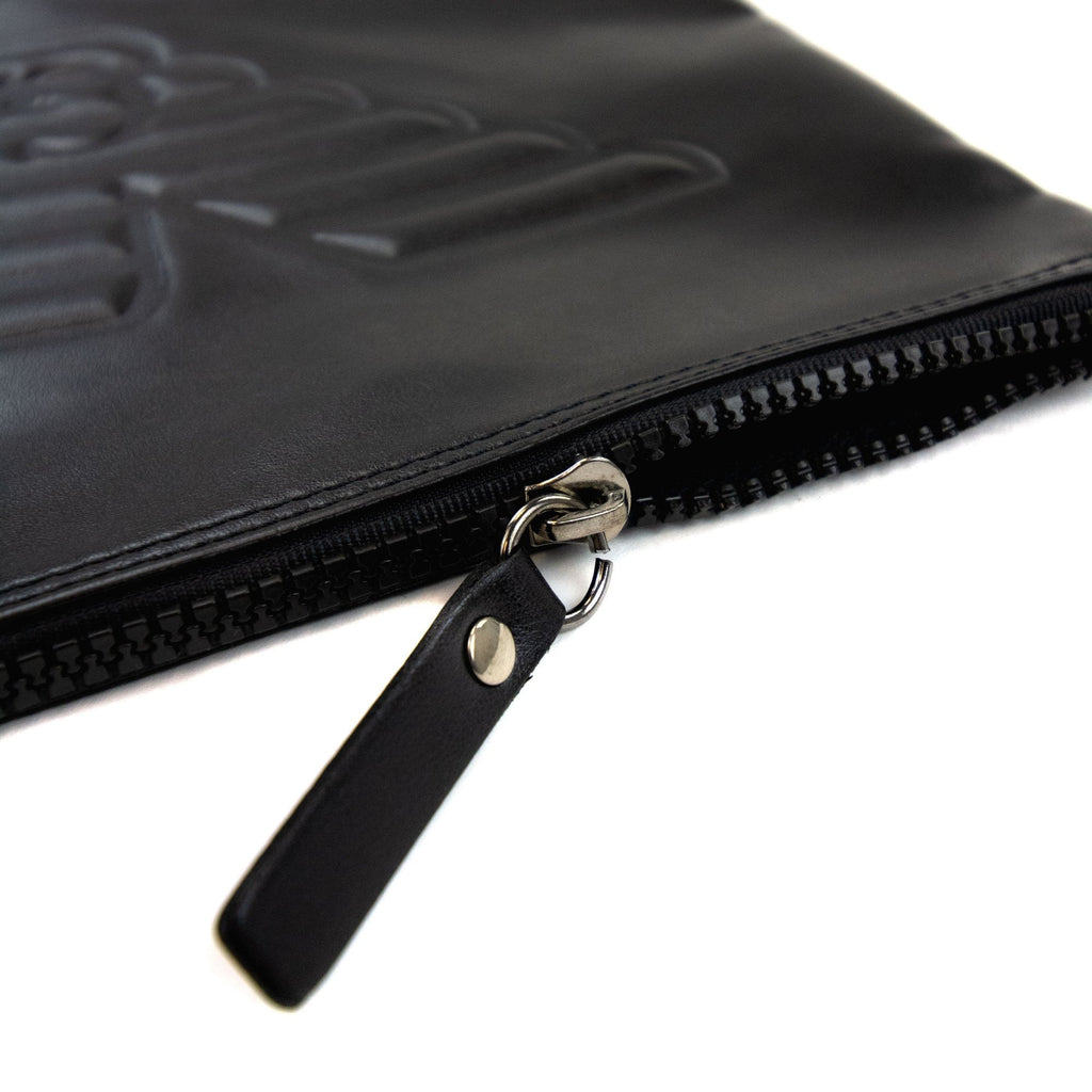Emporio Armani Logo Leather Wash Bag Black