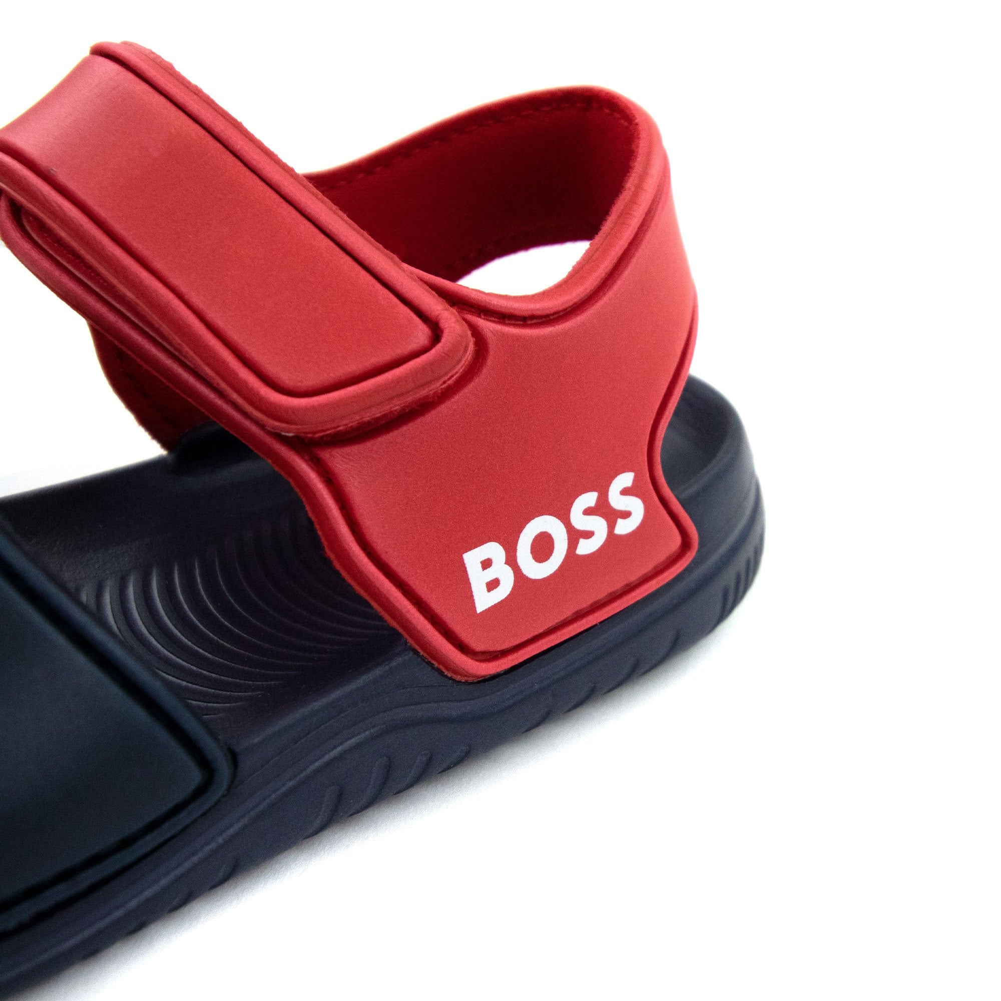 Hugo Boss Kids Hook And Loop Closure Sandals Navy/red 849