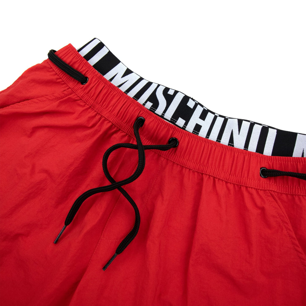 Moschino Swim Band Logo Swim Shorts Red