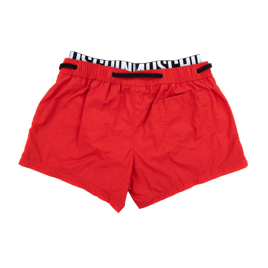 Moschino Swim Band Logo Swim Shorts Red