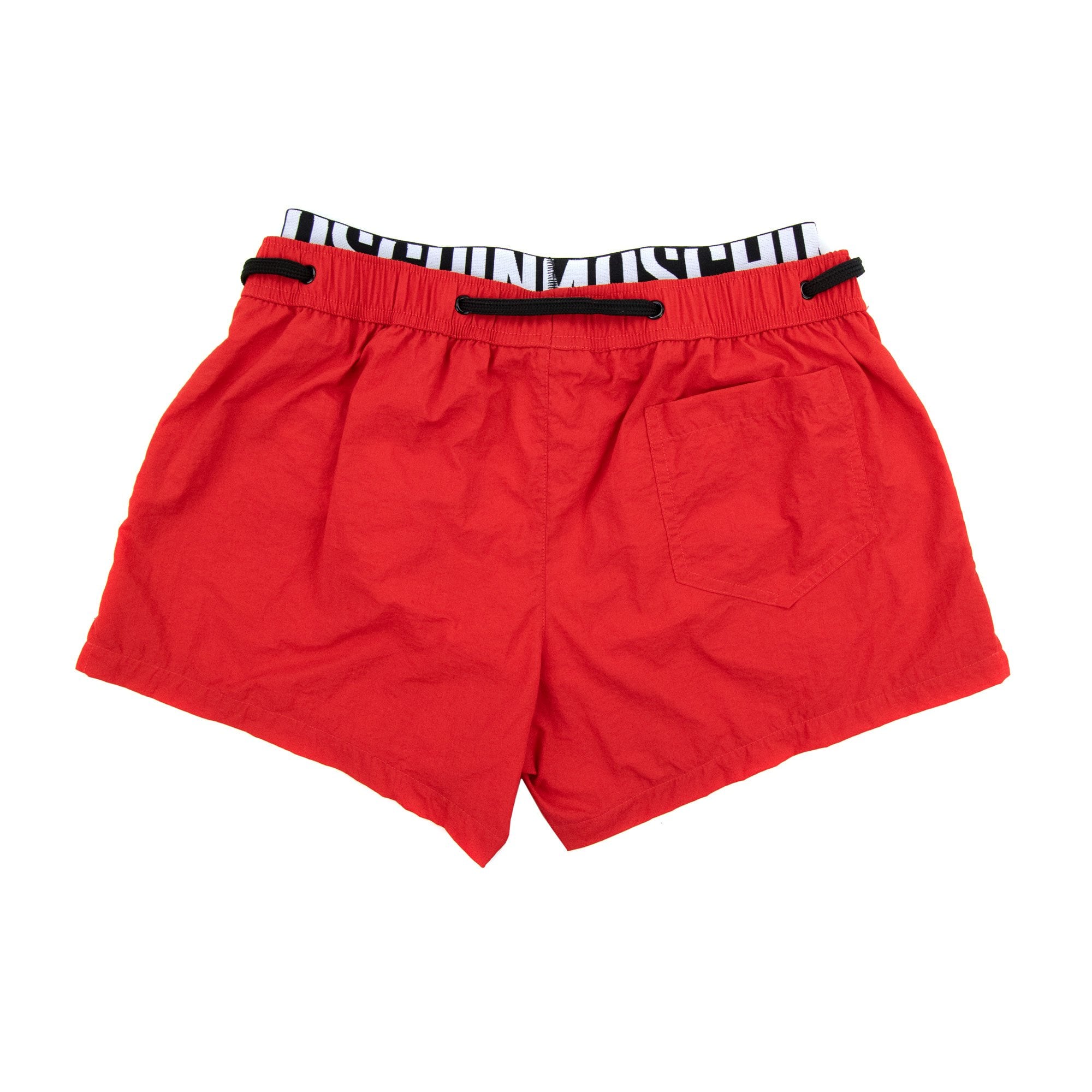 Moschino Swim Band Logo Swim Shorts Red