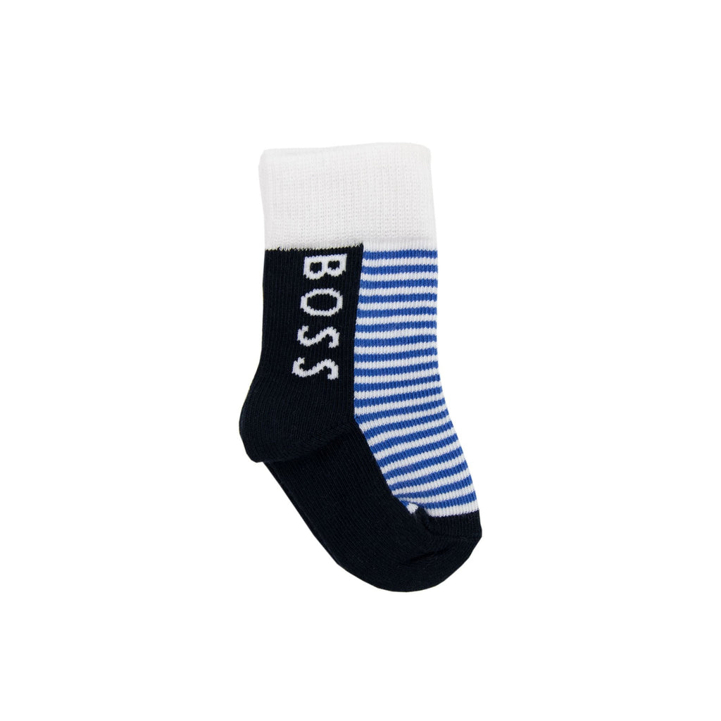 Hugo Boss Kids Infant Logo Stripe Socks Navy 849