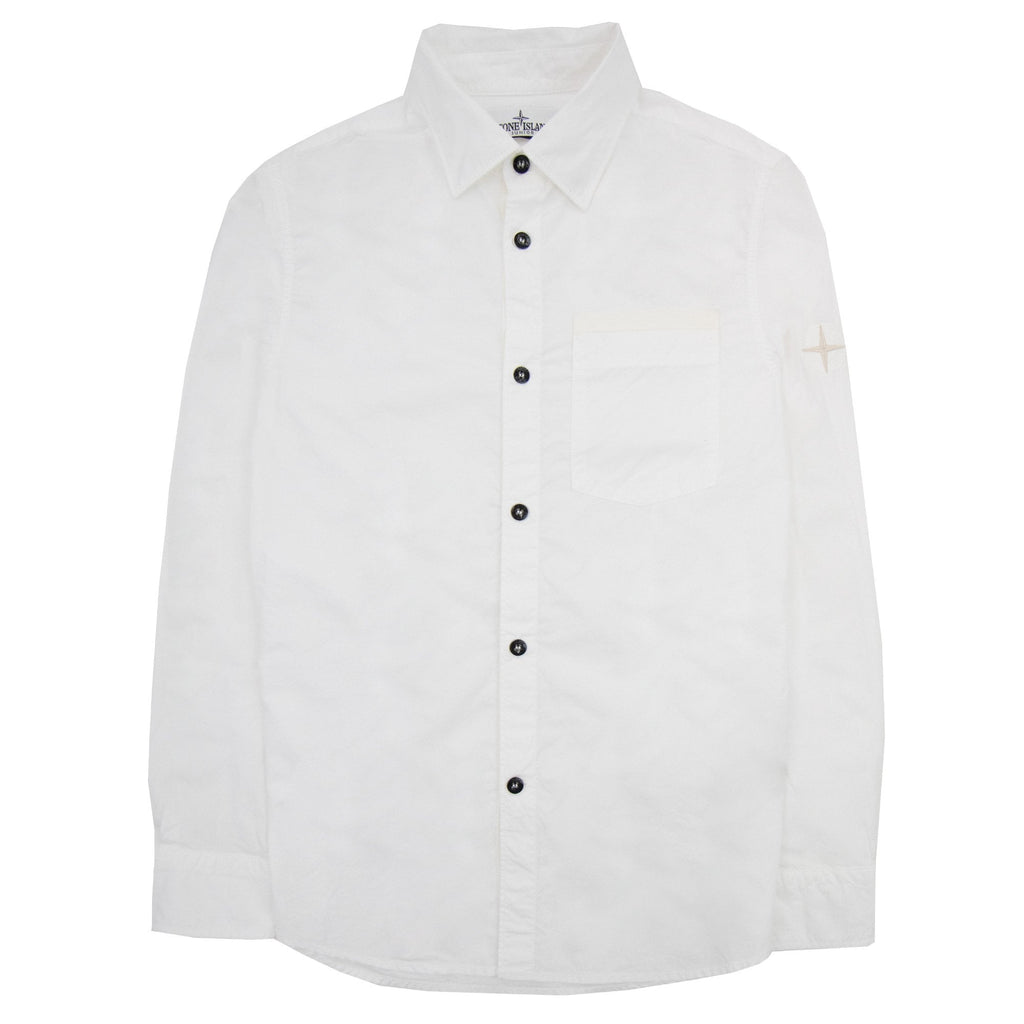 Stone Island Junior Arm Patch Classic Shirt White V0001