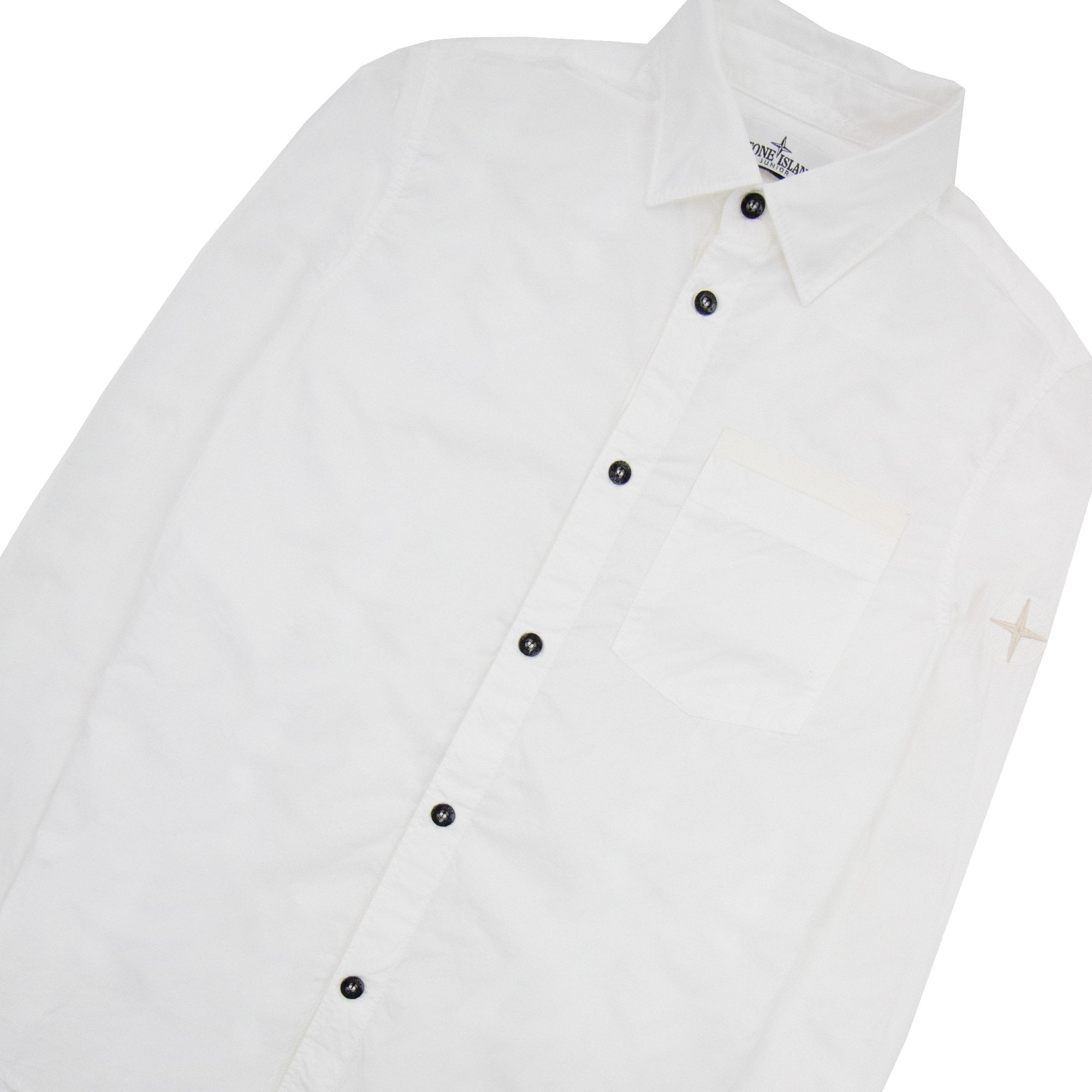 Stone Island Junior Arm Patch Classic Shirt White V0001
