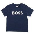 Hugo Boss Kids Contrast Logo Print T Shirt Navy 849