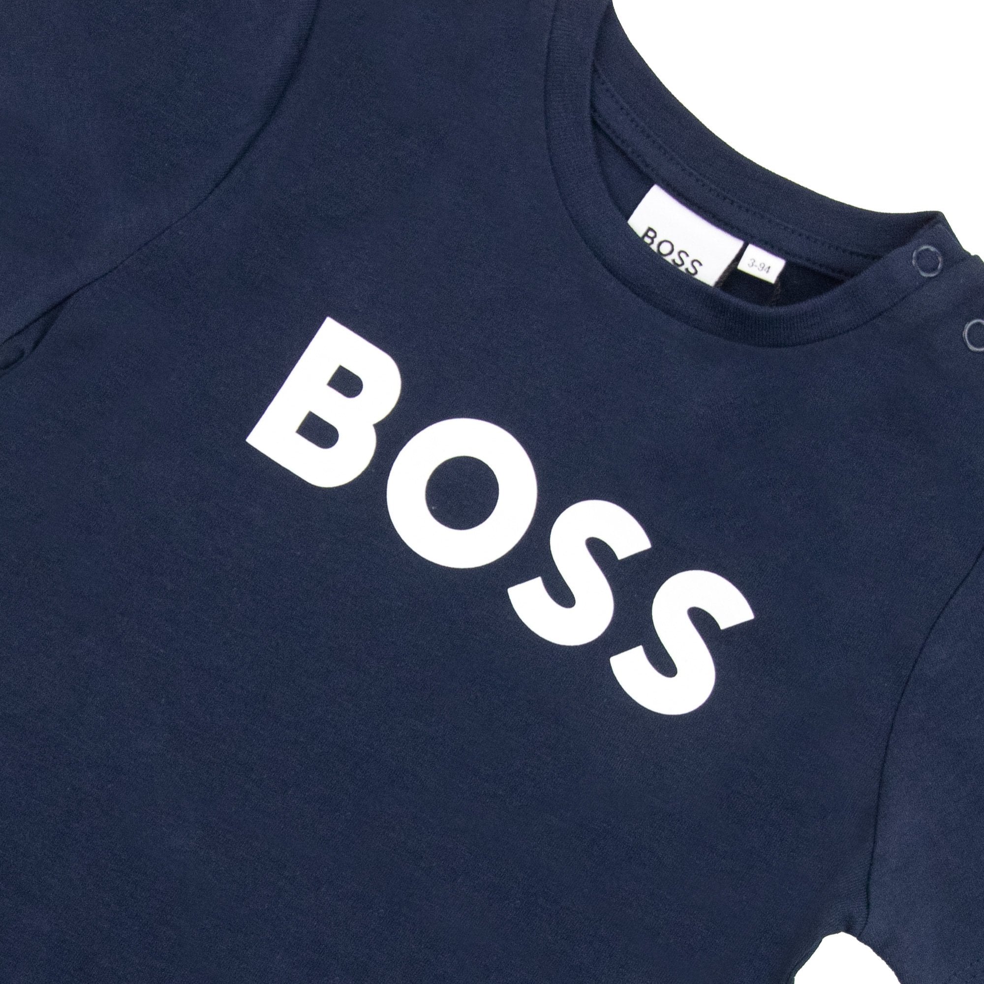 Hugo Boss Kids Contrast Logo Print T Shirt Navy 849