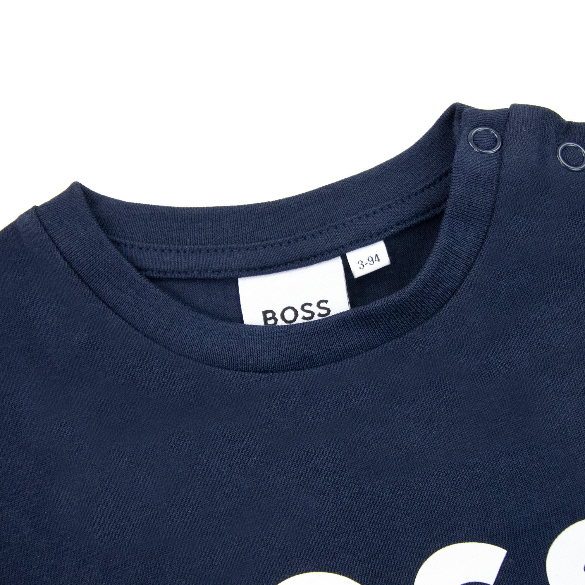 Hugo Boss Kids Contrast Logo Print T Shirt Navy 849