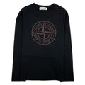 Stone Island Junior Rubber Compass Logo L/s T Shirt Black V0029