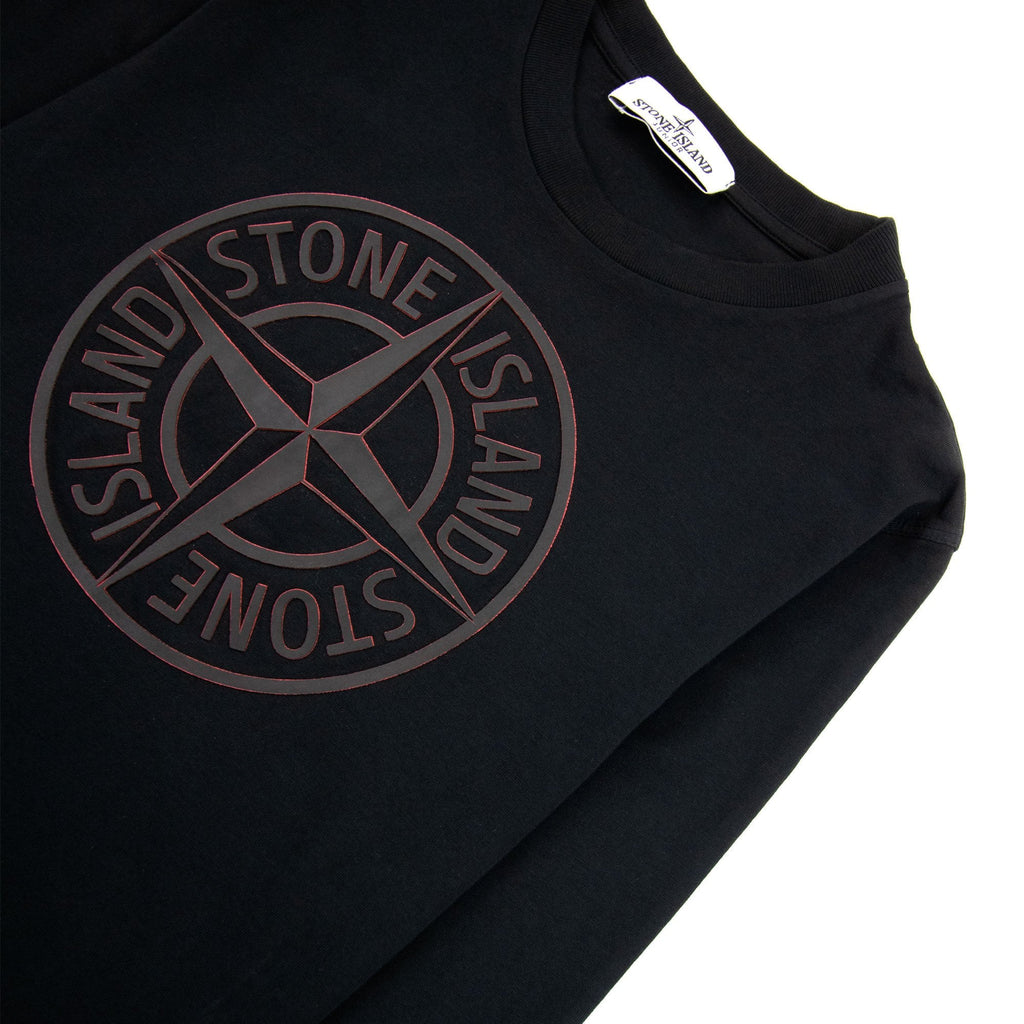 Stone Island Junior Rubber Compass Logo L/s T Shirt Black V0029