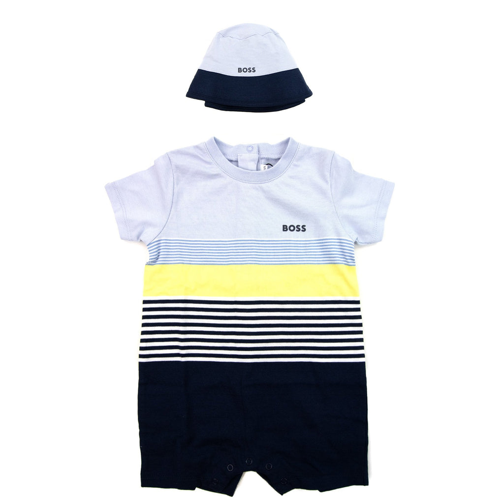 Hugo Boss Kids Baby Stripped Romper Set Pale Blue 771