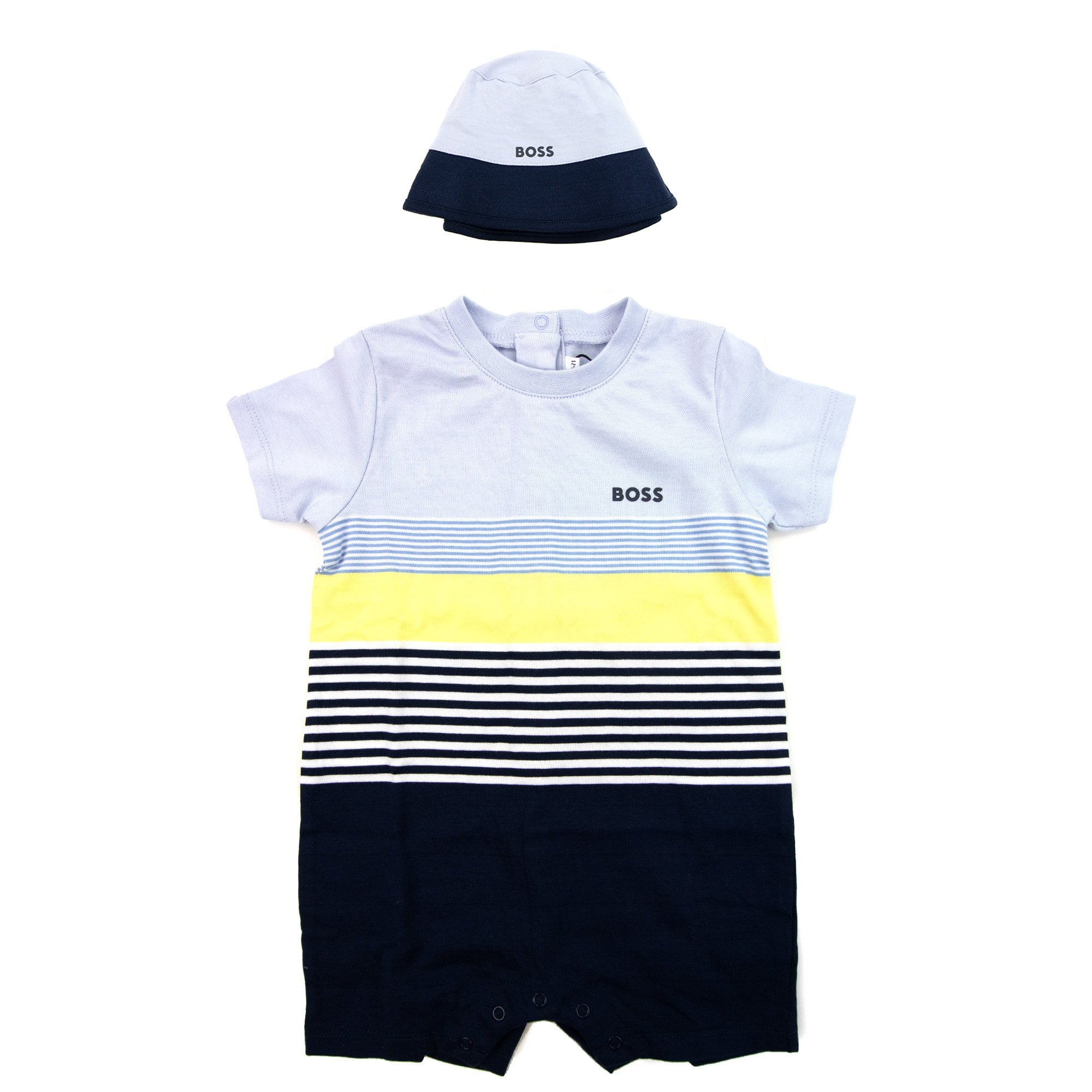 Hugo Boss Kids Baby Stripped Romper Set Pale Blue 771