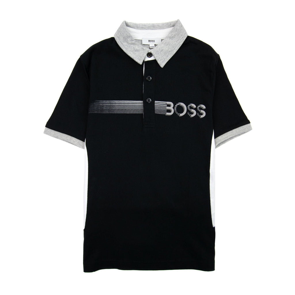 Hugo Boss Kids Stripe Logo S/s Polo Black