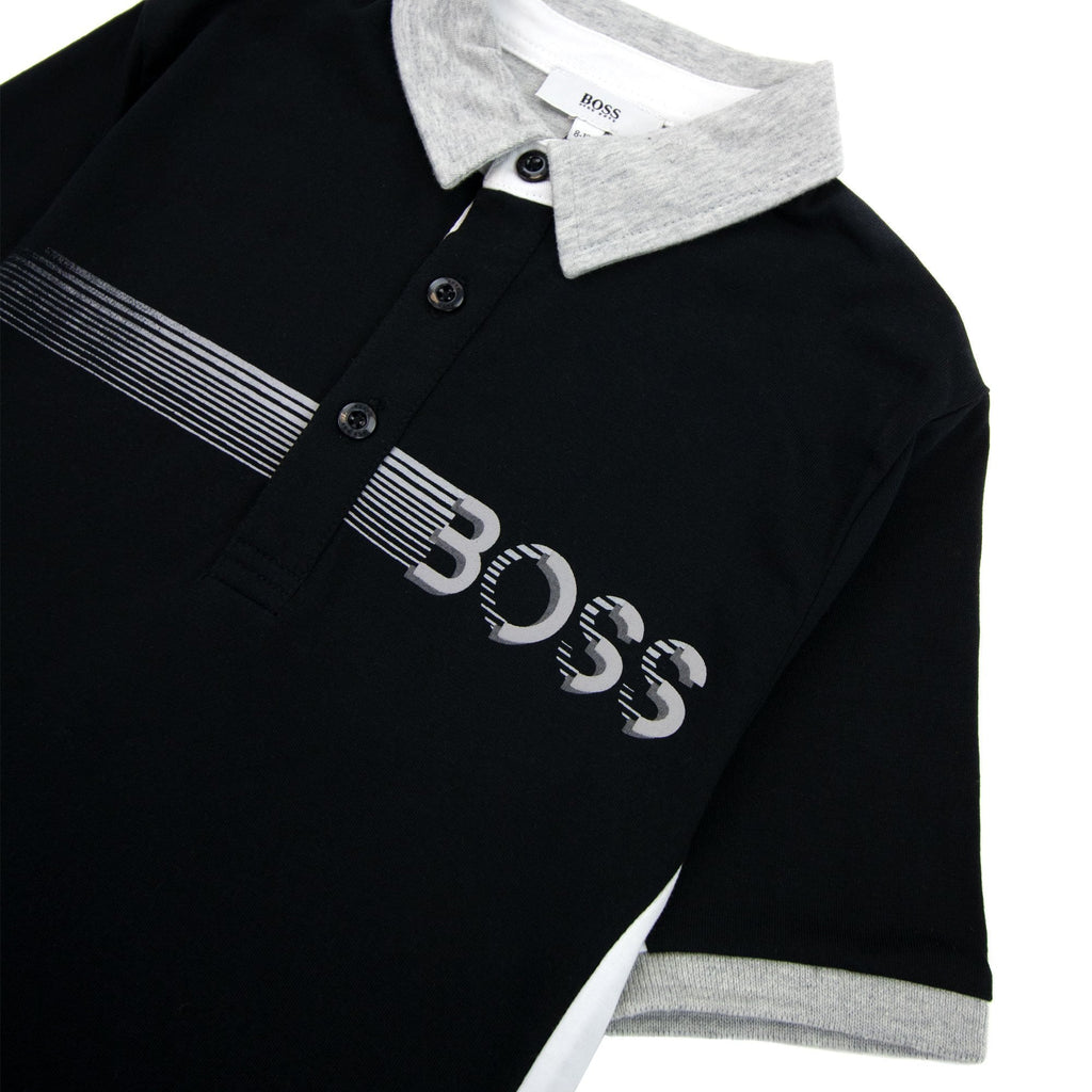 Hugo Boss Kids Stripe Logo S/s Polo Black