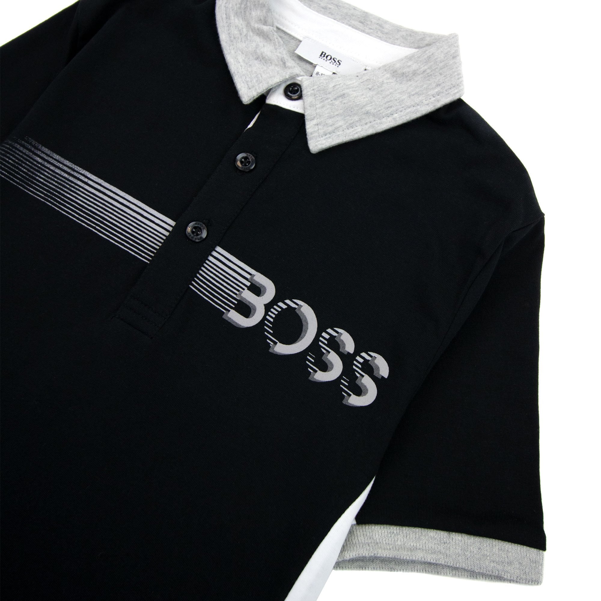 Hugo Boss Kids Stripe Logo S/s Polo Black
