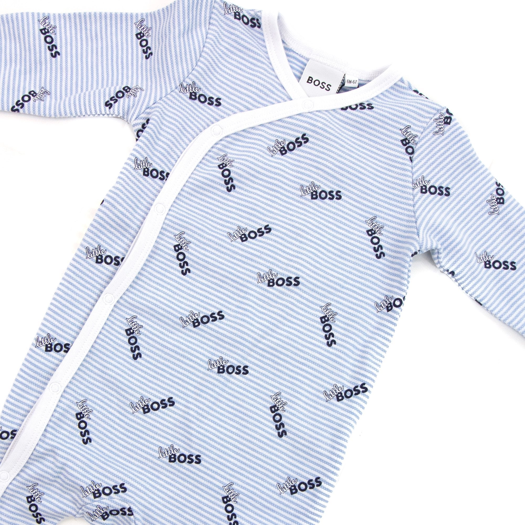 Hugo Boss Kids All Over Logo Sleep Suit Pale Blue 77a