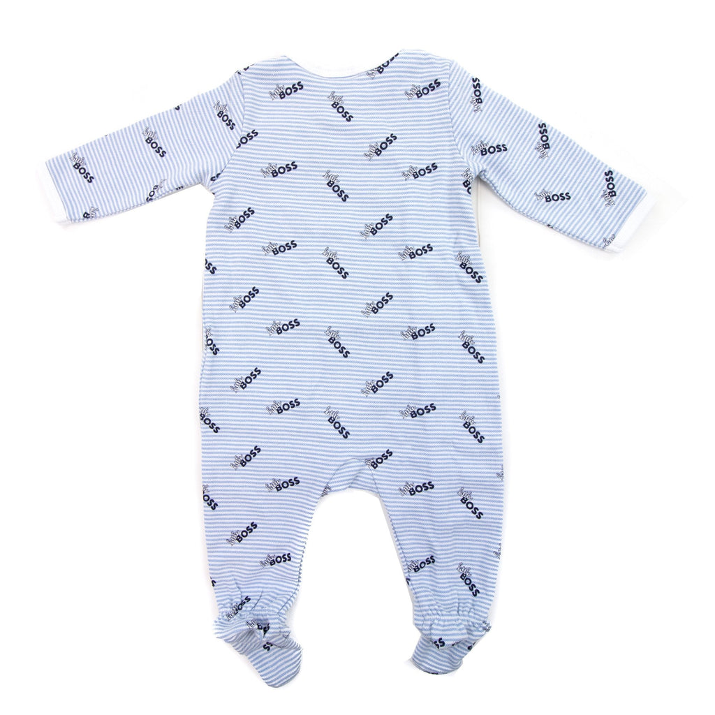 Hugo Boss Kids All Over Logo Sleep Suit Pale Blue 77a