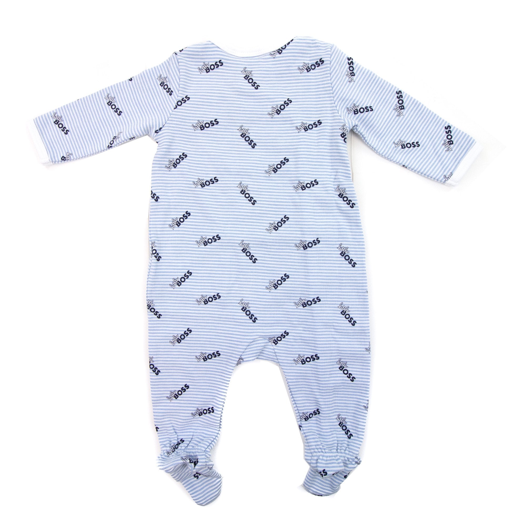 Hugo Boss Kids All Over Logo Sleep Suit Pale Blue 77a