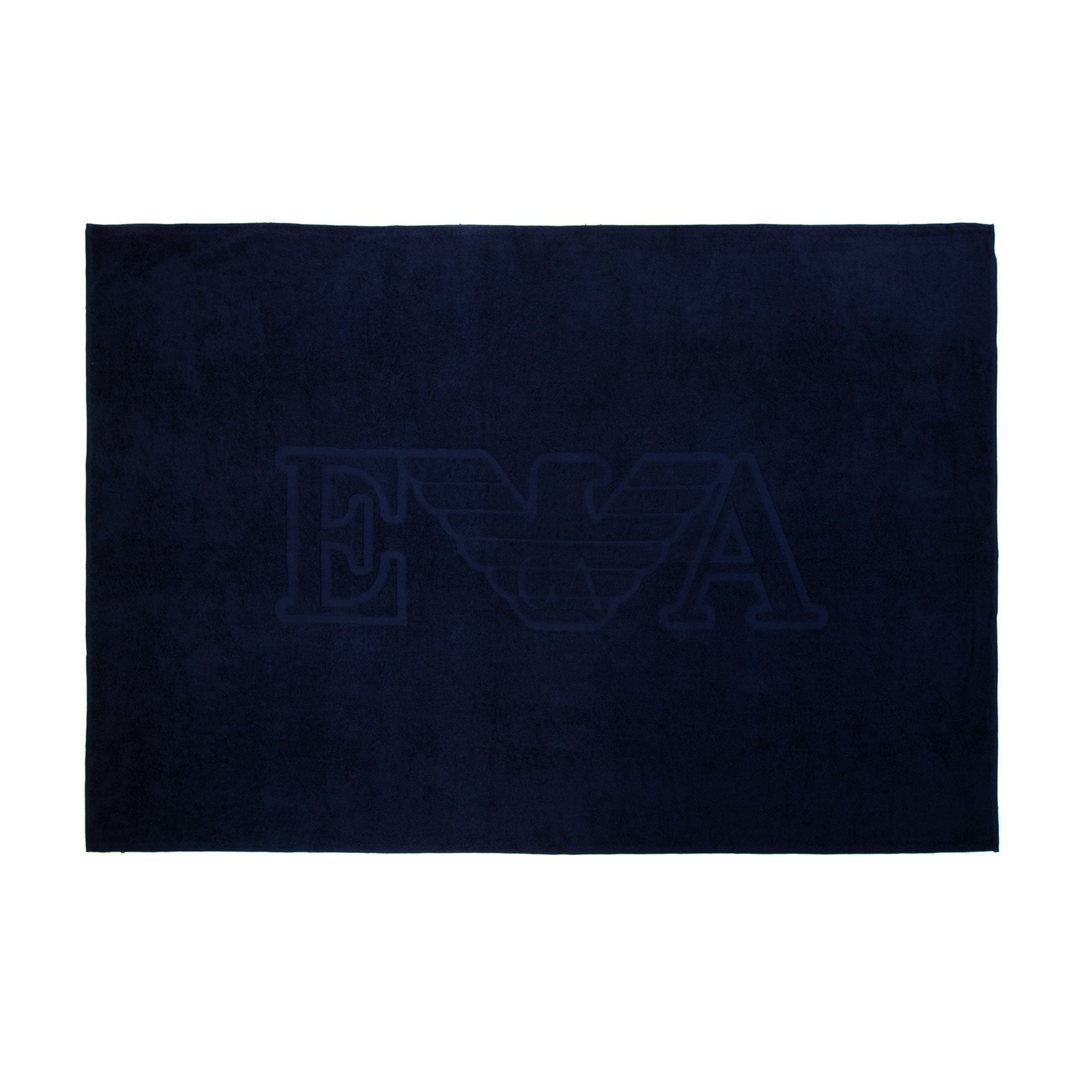 Emporio Armani Logo Cotton Beach Towel Navy Blue