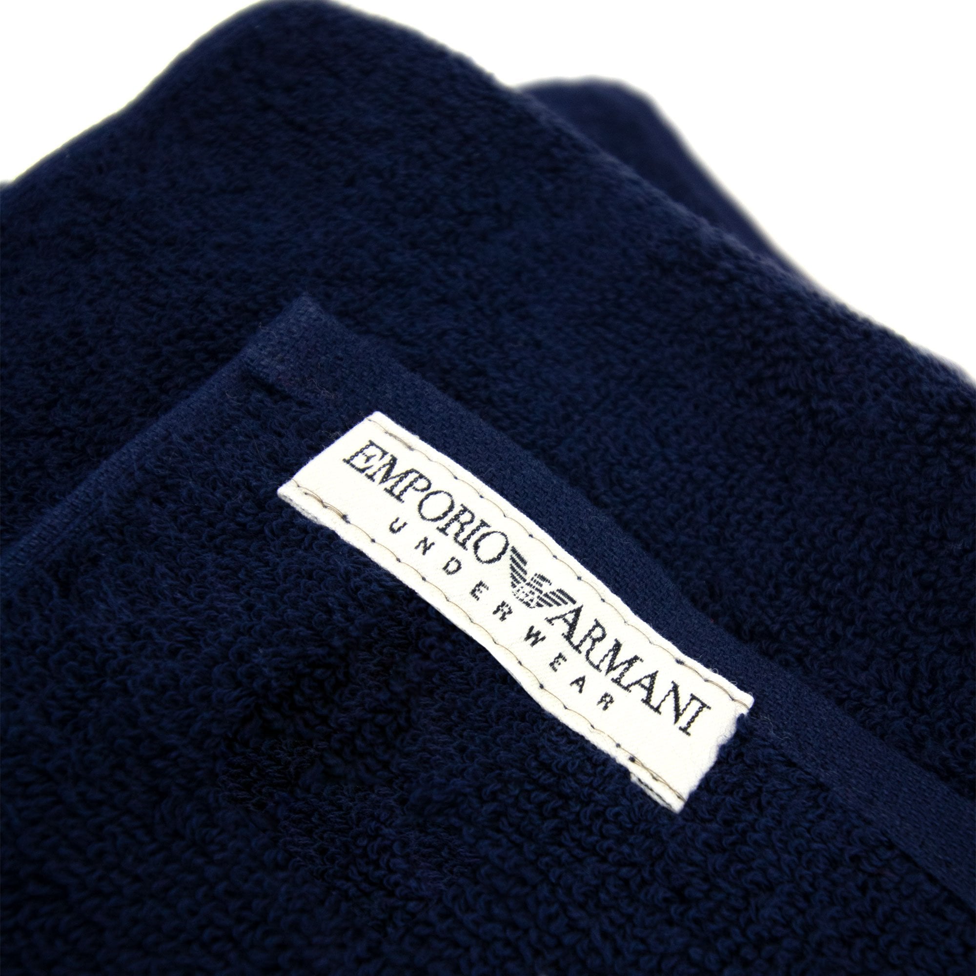Emporio Armani Logo Cotton Beach Towel Navy Blue