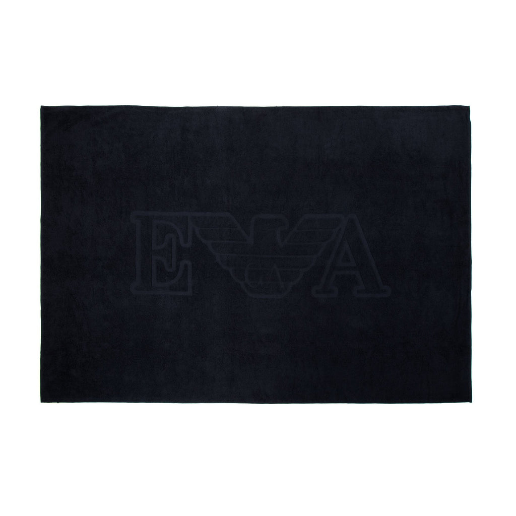 Emporio Armani Logo Cotton Beach Towel Black
