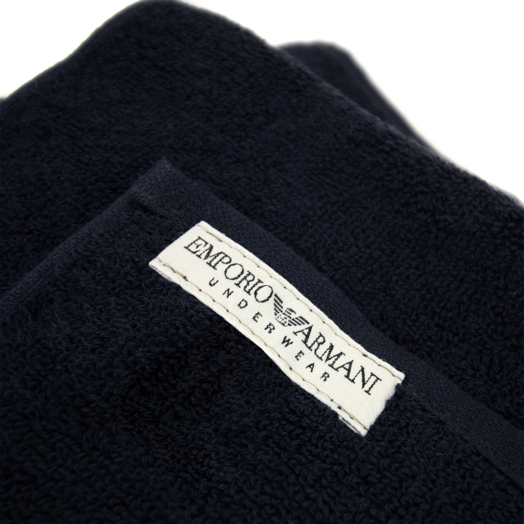 Emporio Armani Logo Cotton Beach Towel Black