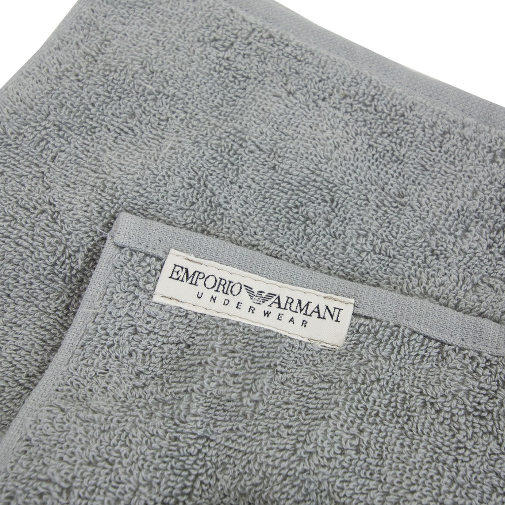 Emporio Armani Logo Cotton Beach Towel Grey