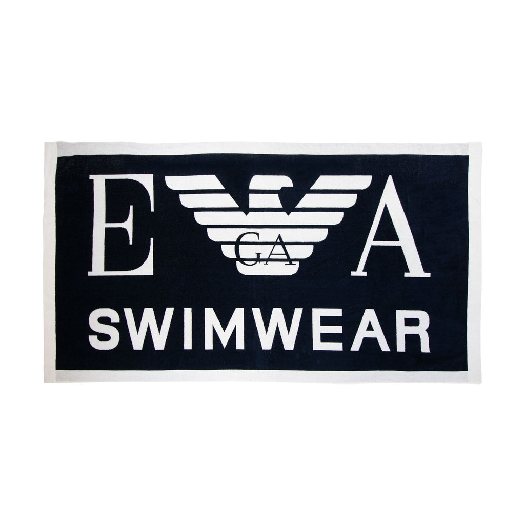 Emporio Armani Logo Swimwear Beach Towel White/navy