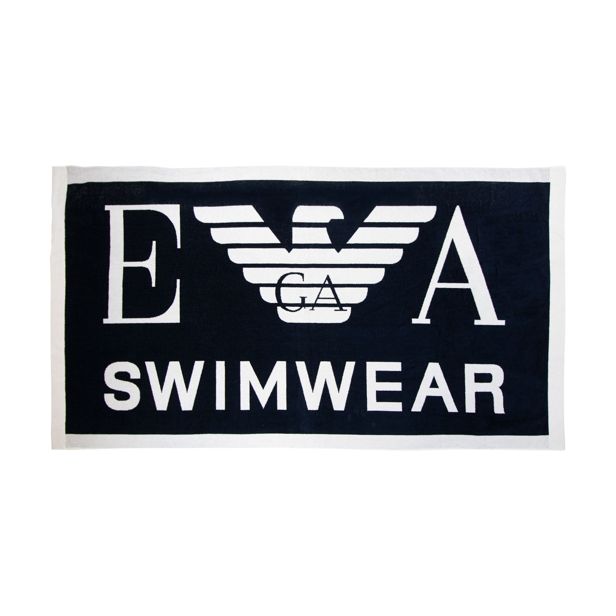 Emporio Armani Logo Swimwear Beach Towel White/navy
