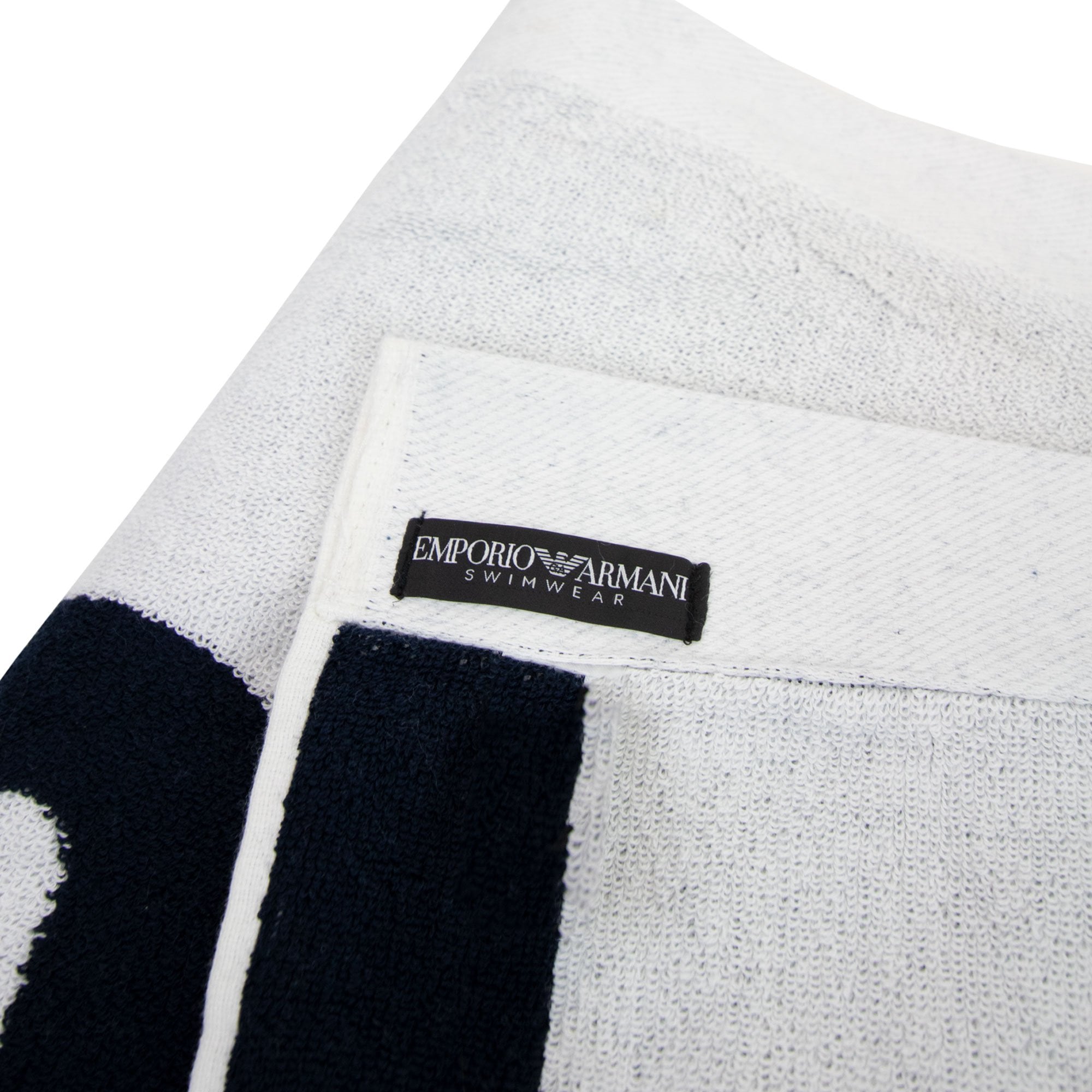 Emporio Armani Logo Swimwear Beach Towel White/navy
