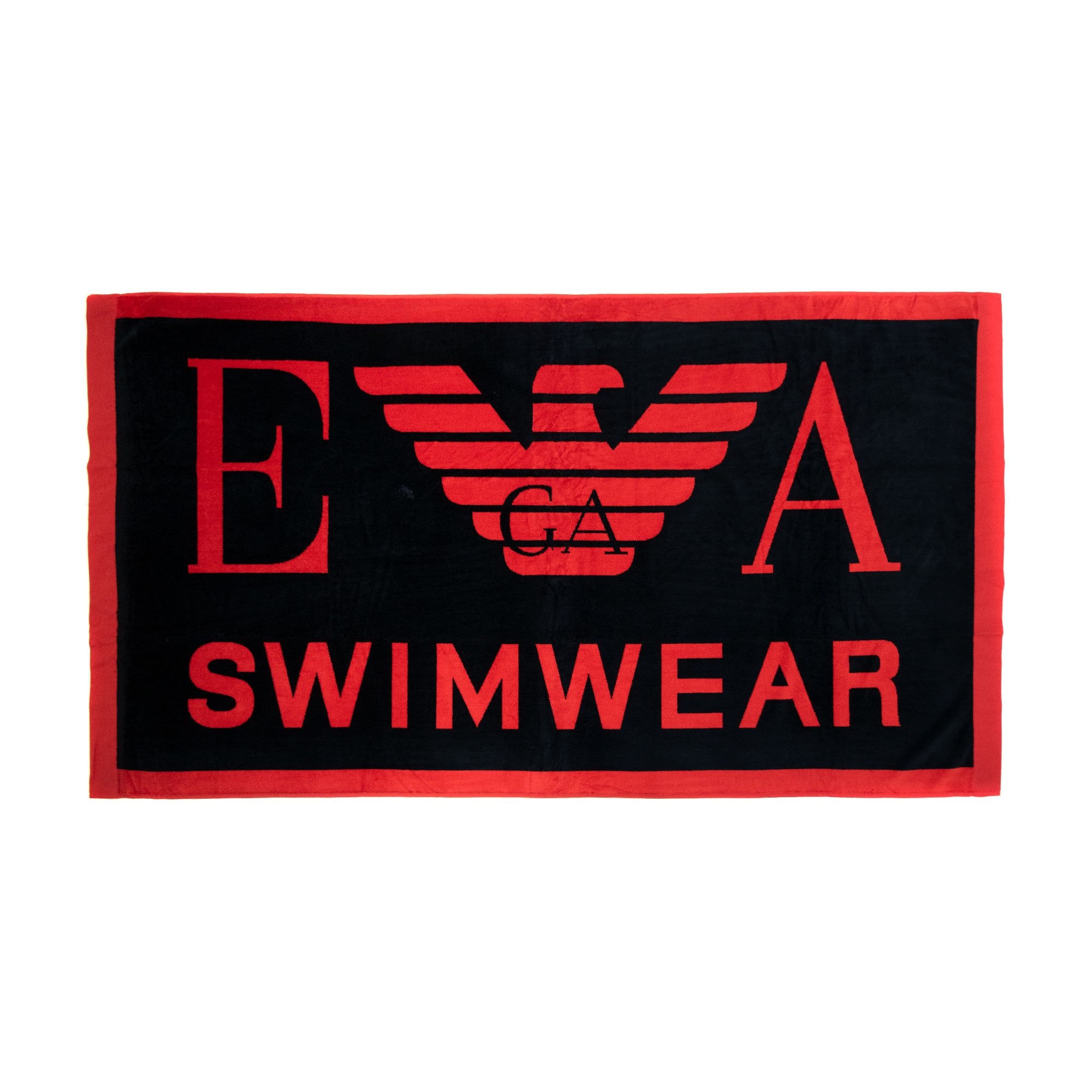 Emporio Armani Logo Swimwear Beach Towel Black/red