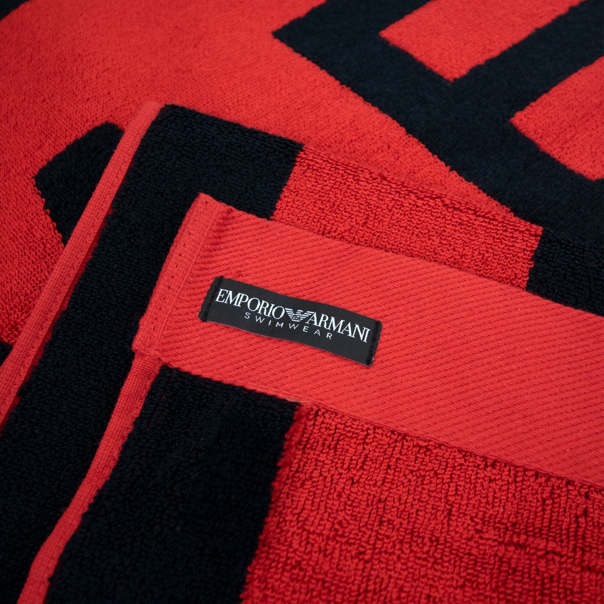 Emporio Armani Logo Swimwear Beach Towel Black/red