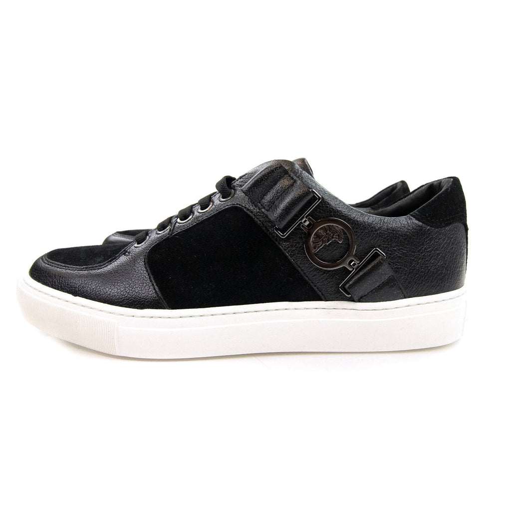 Versace Collection Leather & Suede Sneakers Black/white