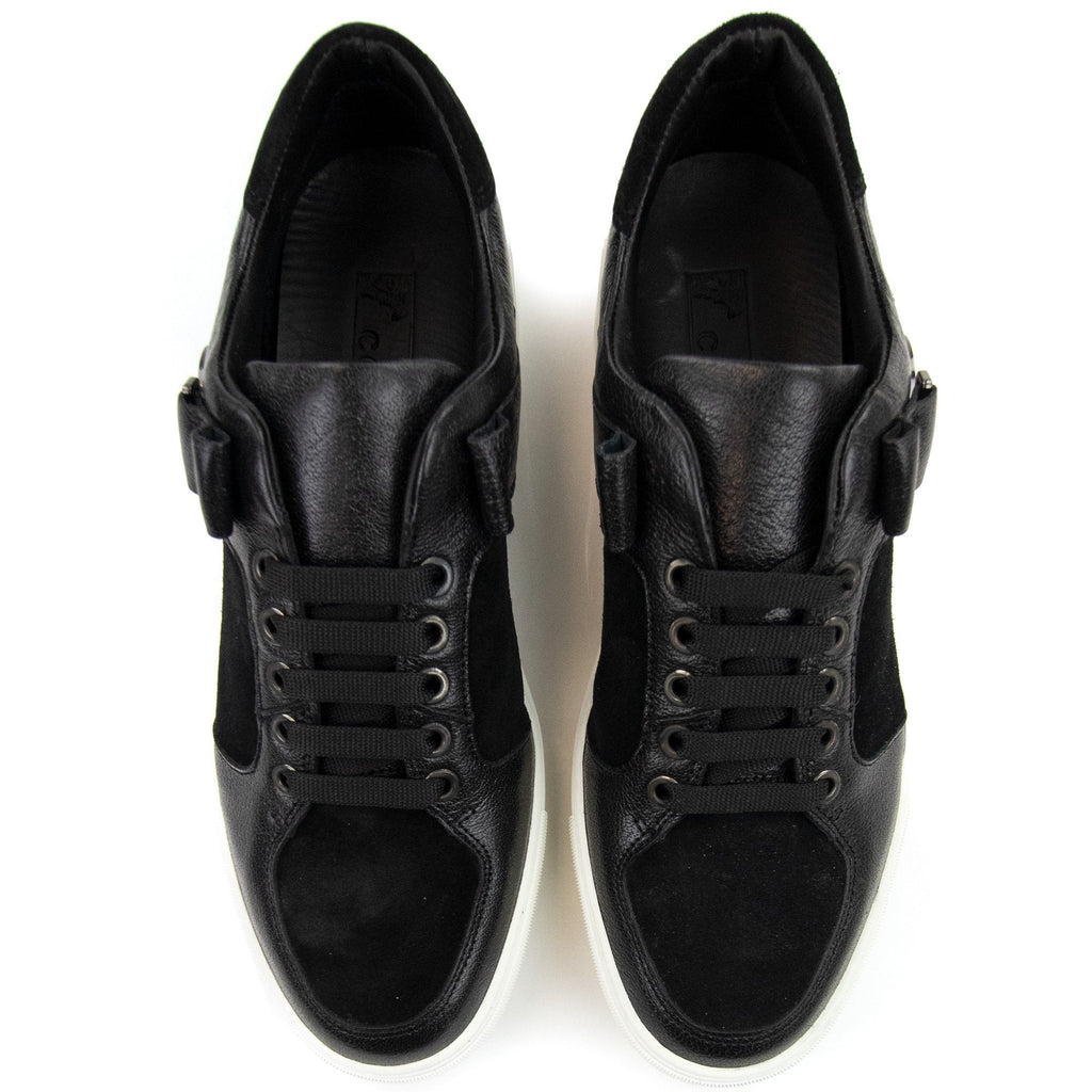 Versace Collection Leather & Suede Sneakers Black/white