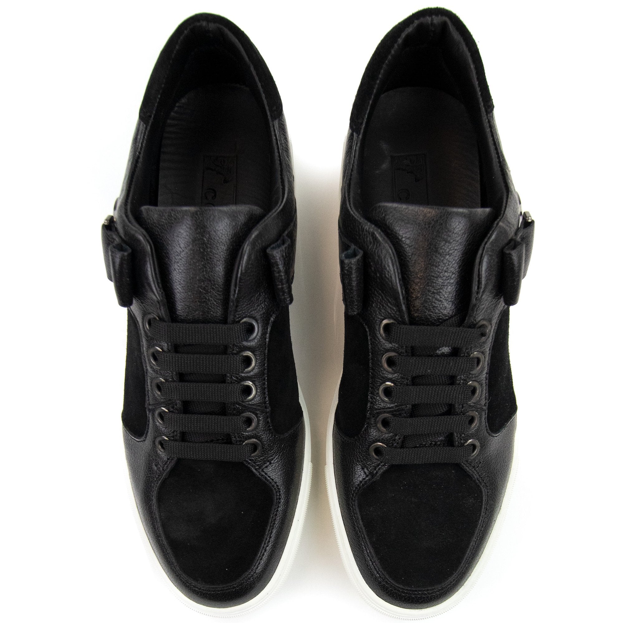 Versace Collection Leather & Suede Sneakers Black/white
