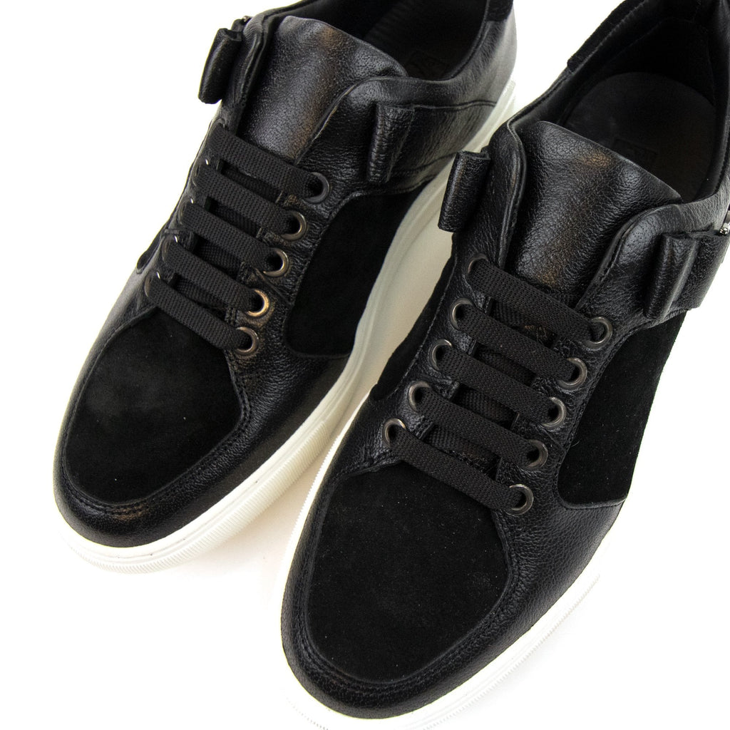 Versace Collection Leather & Suede Sneakers Black/white