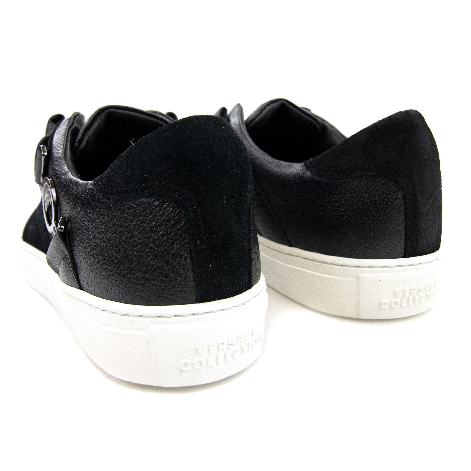 Versace Collection Leather & Suede Sneakers Black/white