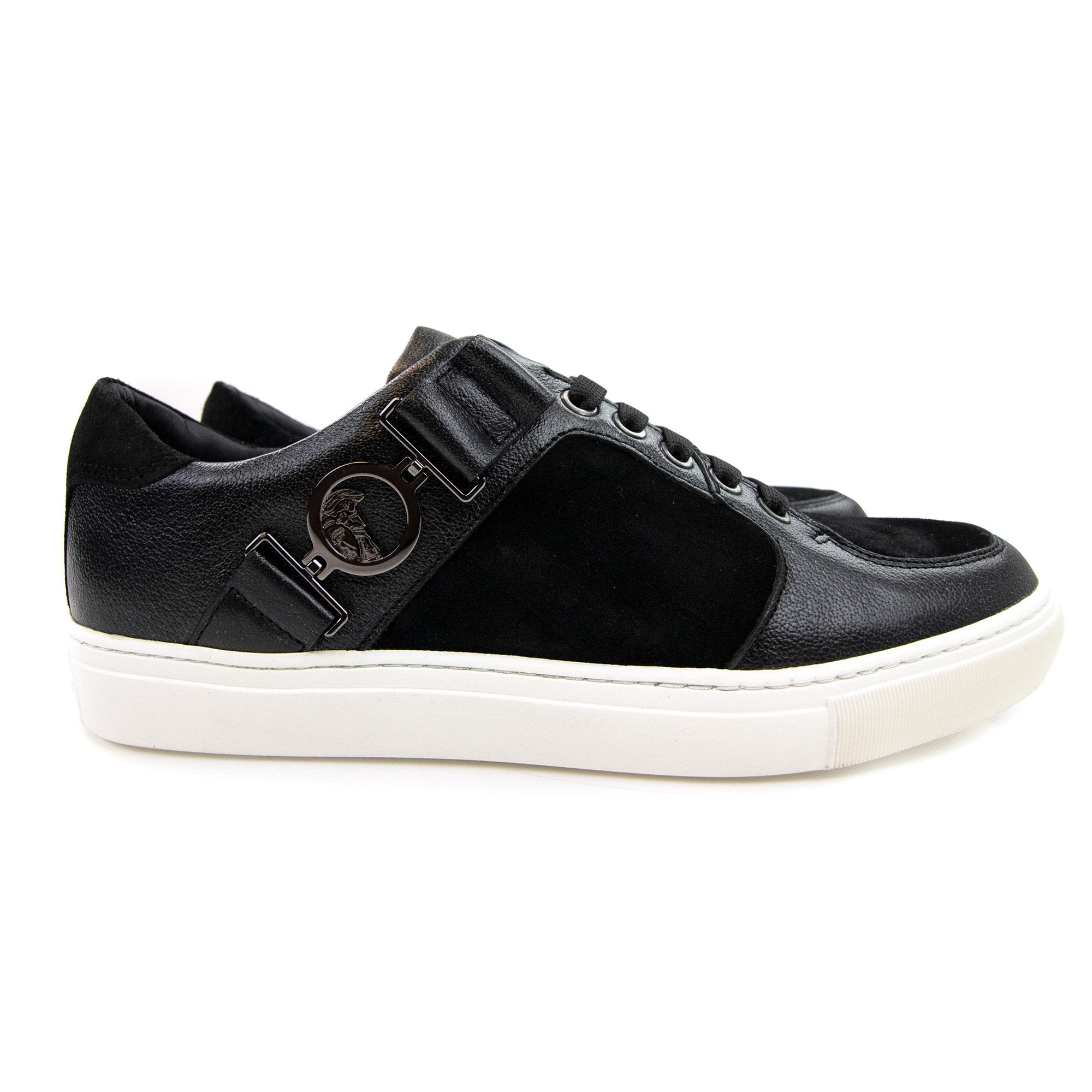 Versace Collection Leather & Suede Sneakers Black/white