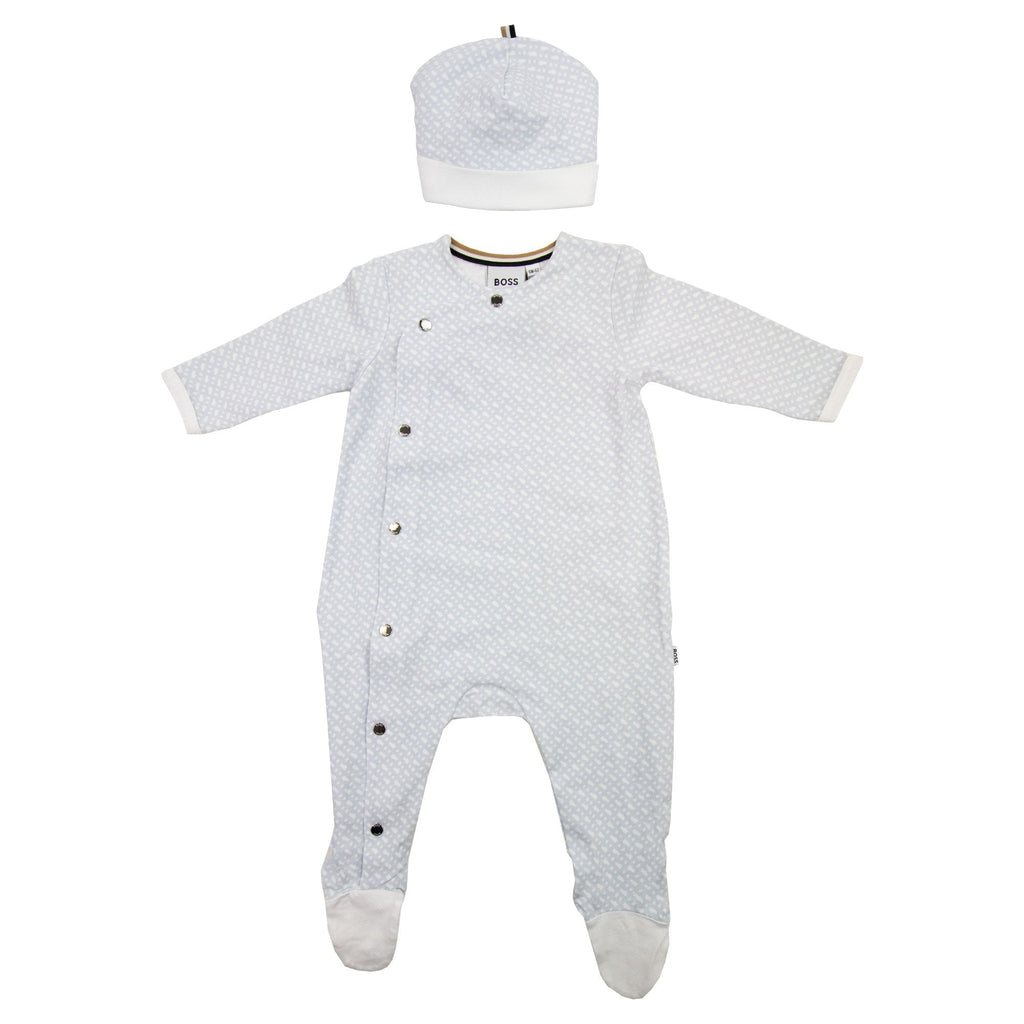 Hugo Boss Kids Baby Sleeper & Hat Set Pale Blue 771