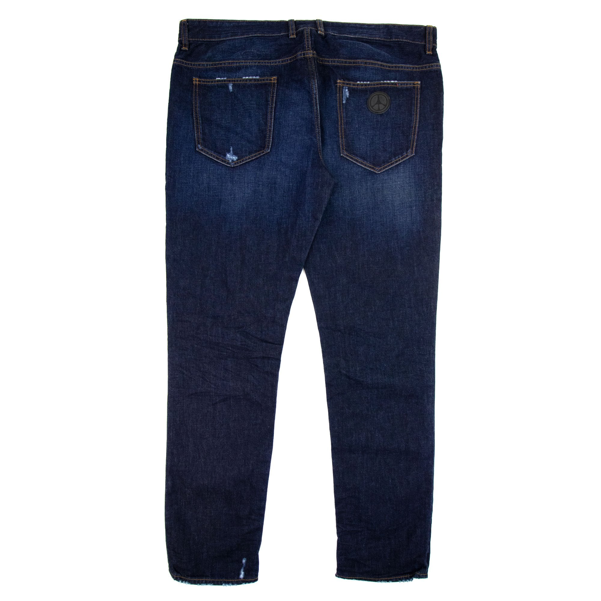 Love Moschino Leather Peace Badge Jean Dark Denim