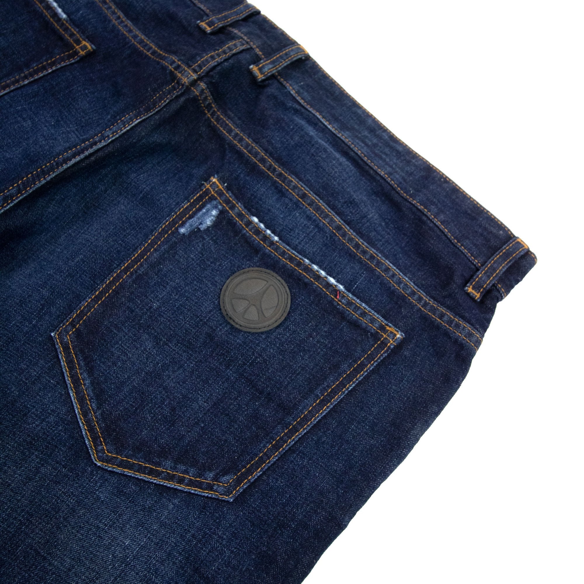 Love Moschino Leather Peace Badge Jean Dark Denim